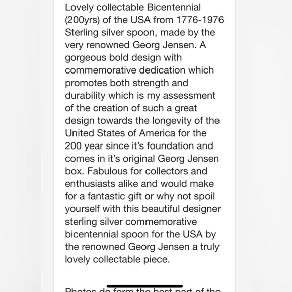 Georg Jensen Sterling Silver Commemorative Bicentennial Spoon - Picture 6 of 6